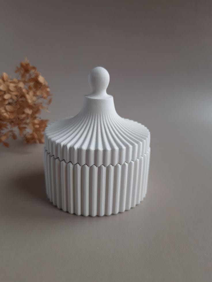 Ribbed trinket box 8*8cm