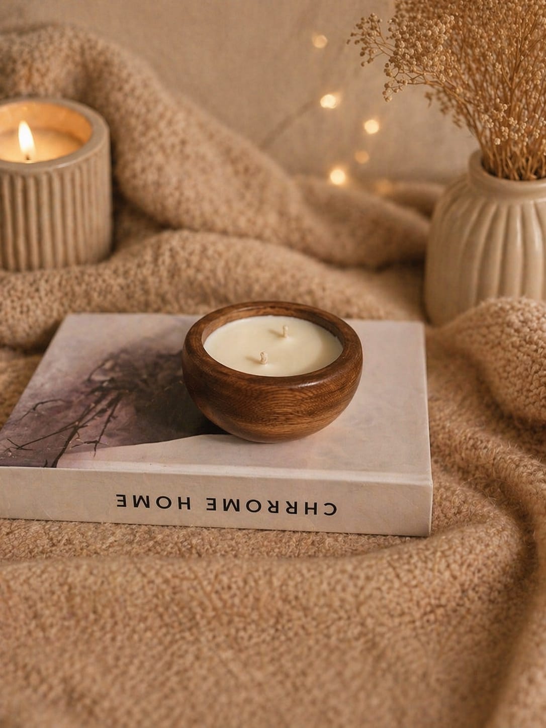 Wooden Bowl Candle
