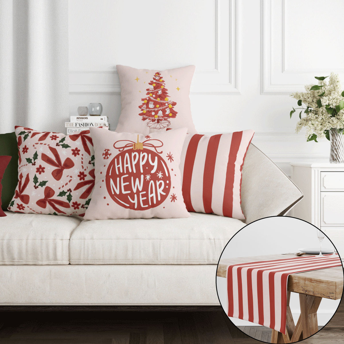 Christmas Set (4Cushions Cover + 1 Runner)