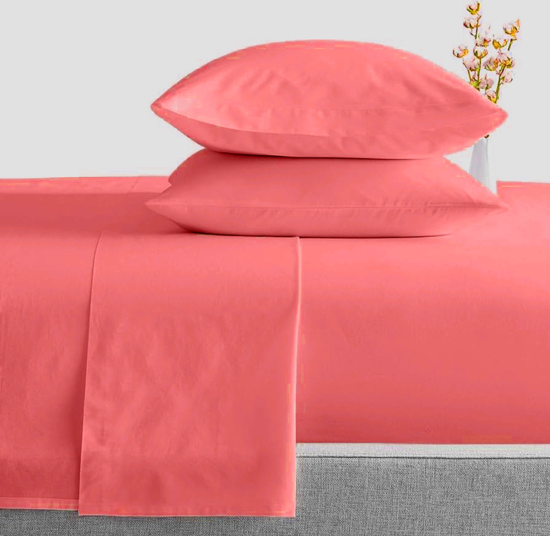 Plain Bed Sheet Set - 3 Pieces - WaterMelon