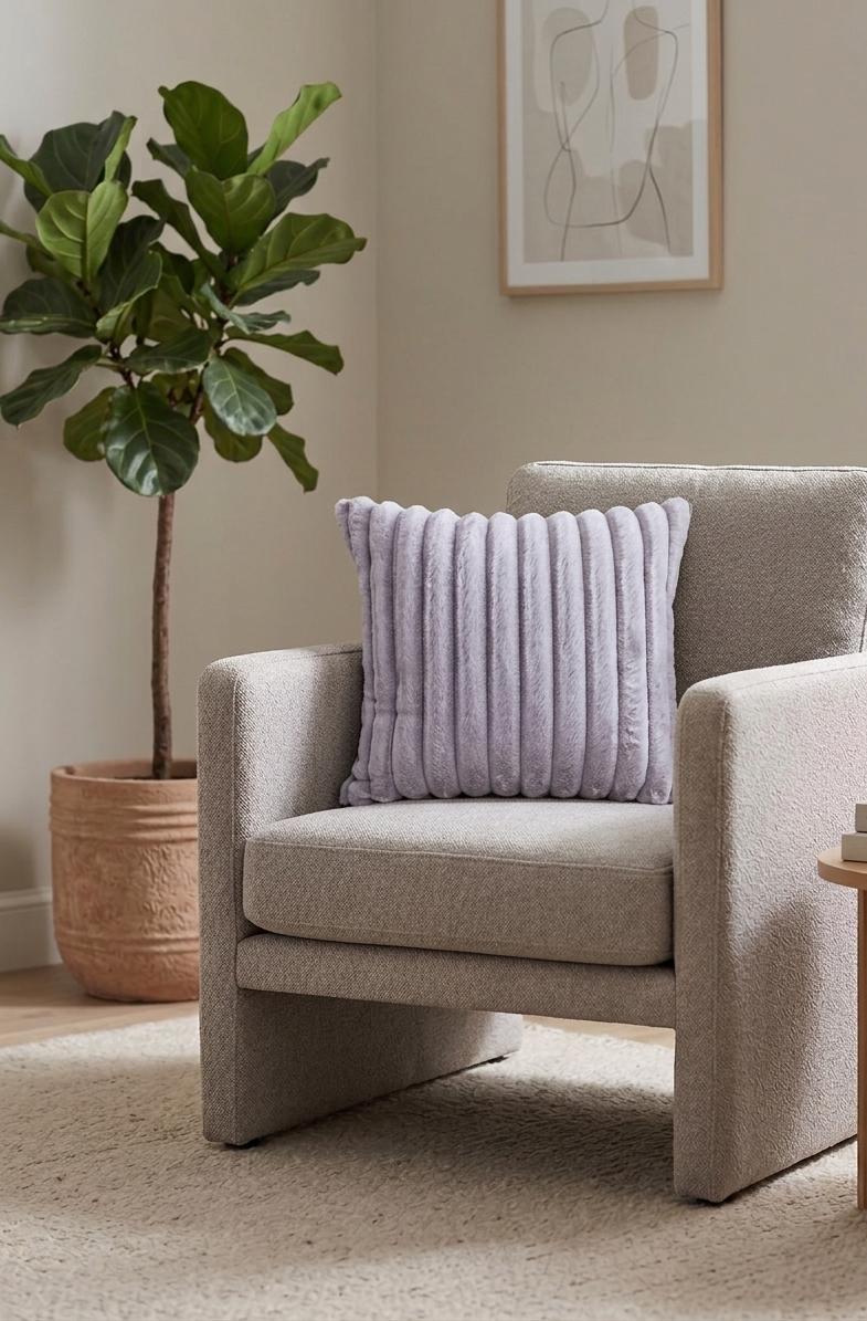 Gray striped fur cover cushion 45*45cm