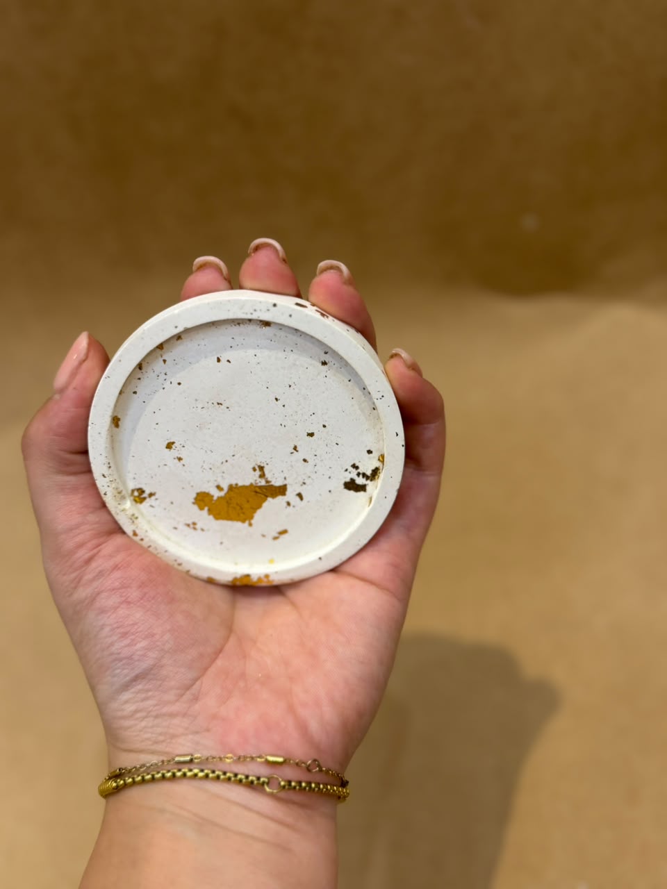 Round Gold Leaf coaster 8cm