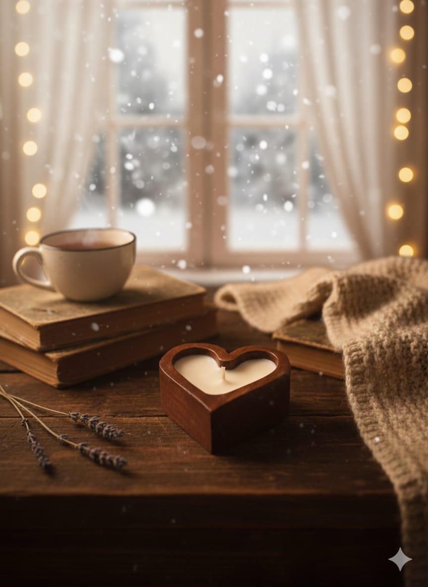 wooden heart candle 50 gm