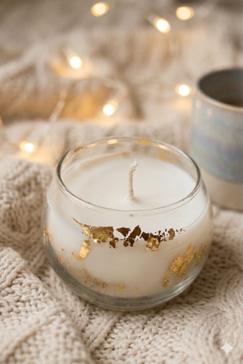 شمعة زجاجية مستديرة