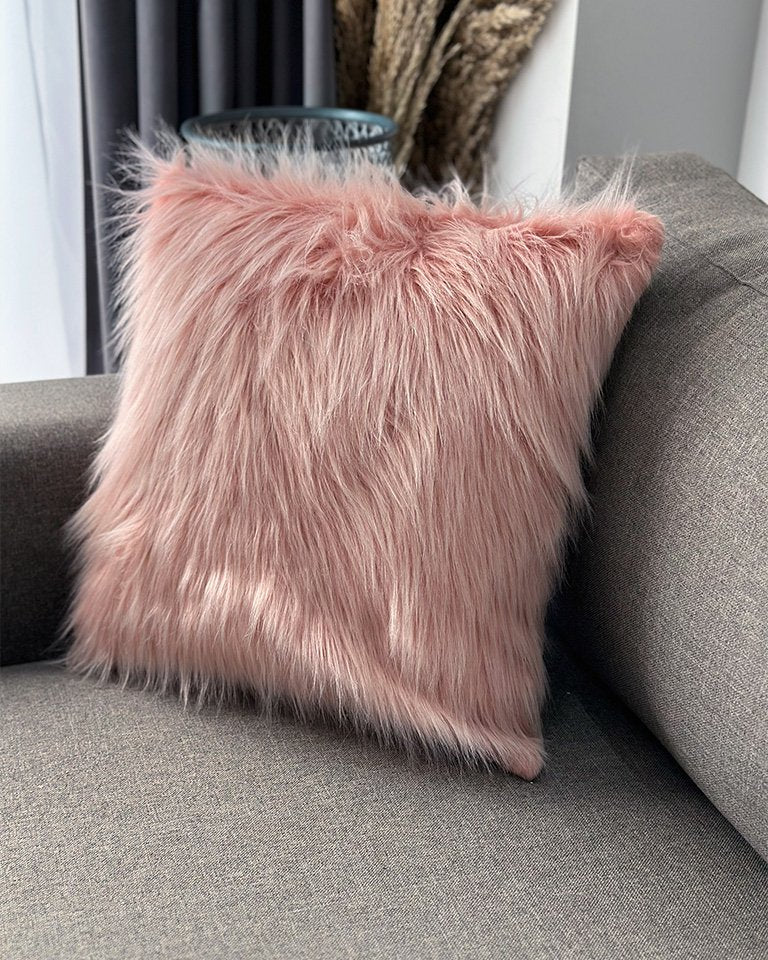 Decorative Faux Fur Cushion (Pink) 45x45 cm