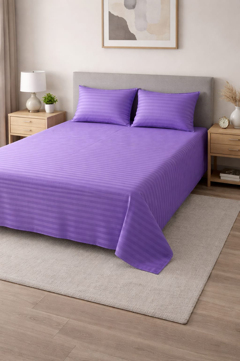 Stripe Bed Sheet Set - 3 Pieces - mauve