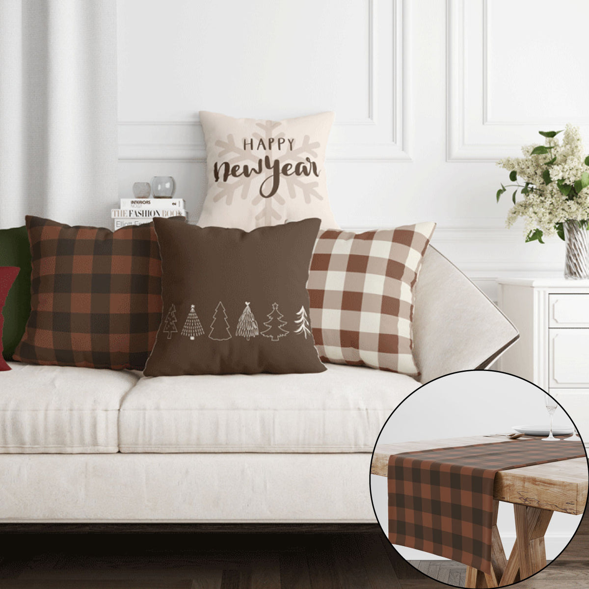 Christmas Set (4Cushions Cover + 1 Runner)