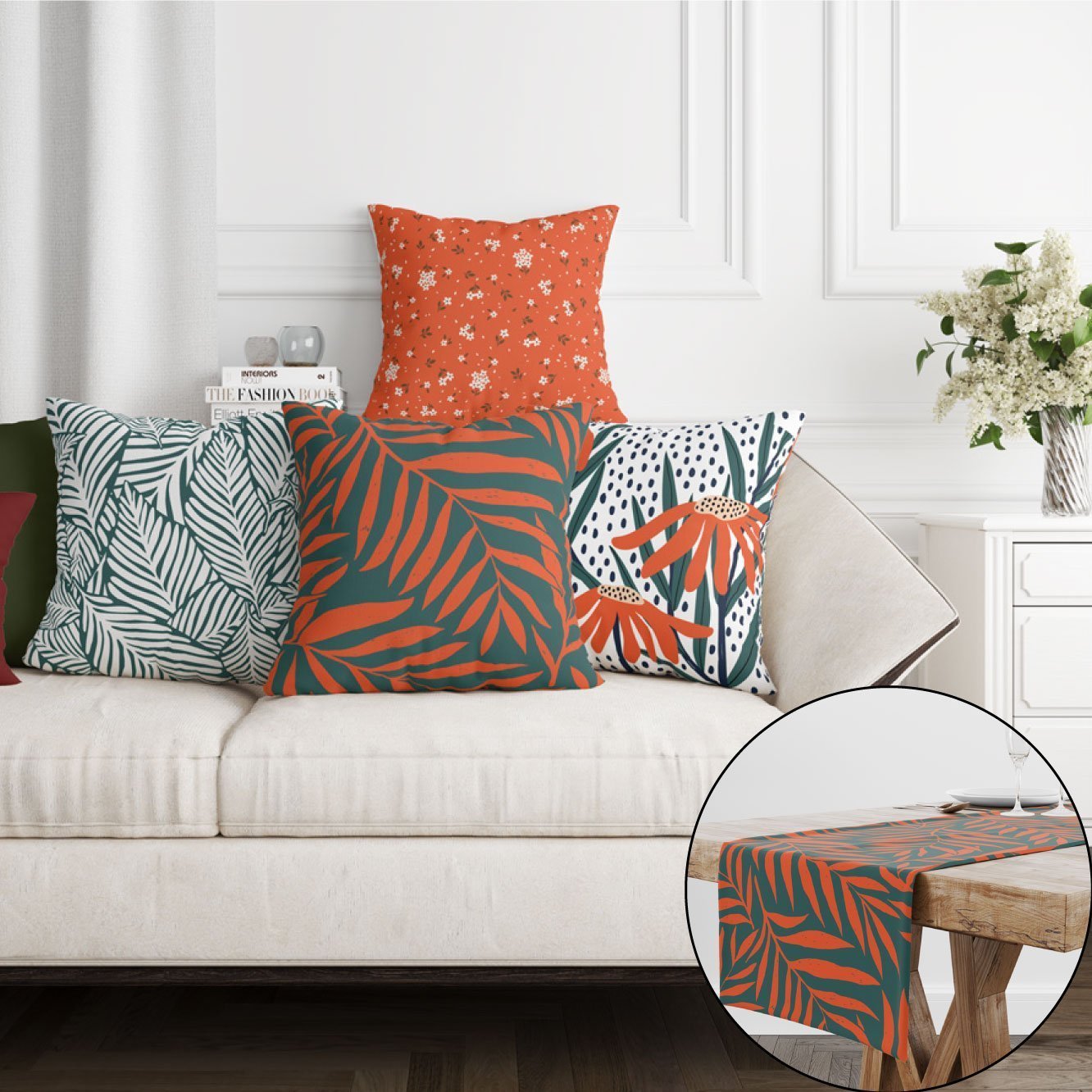 EveryDay Set (4Cushions Cover + 1 Runner)