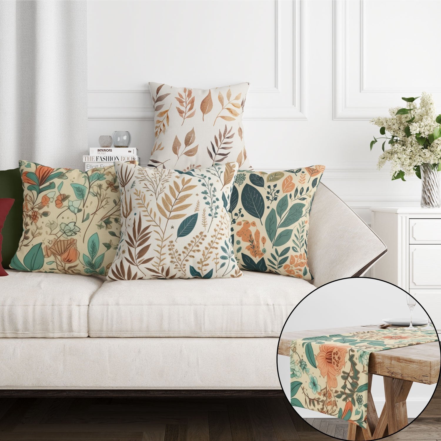EveryDay Set (4Cushions Cover + 1 Runner)