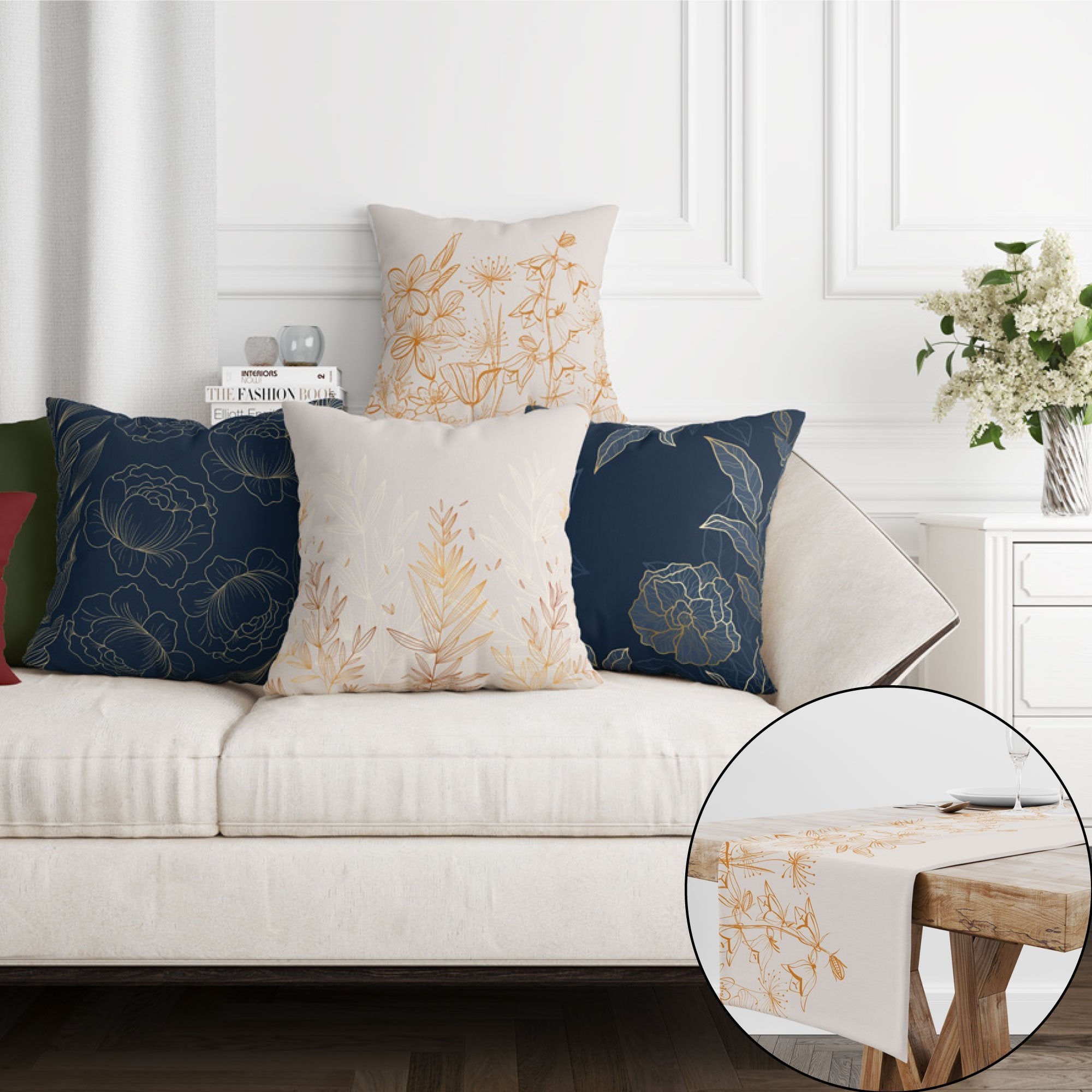 EveryDay Set (4Cushions Cover + 1 Runner)