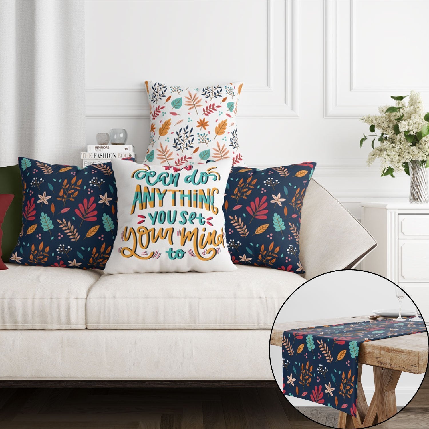 EveryDay Set (4Cushions Cover + 1 Runner)