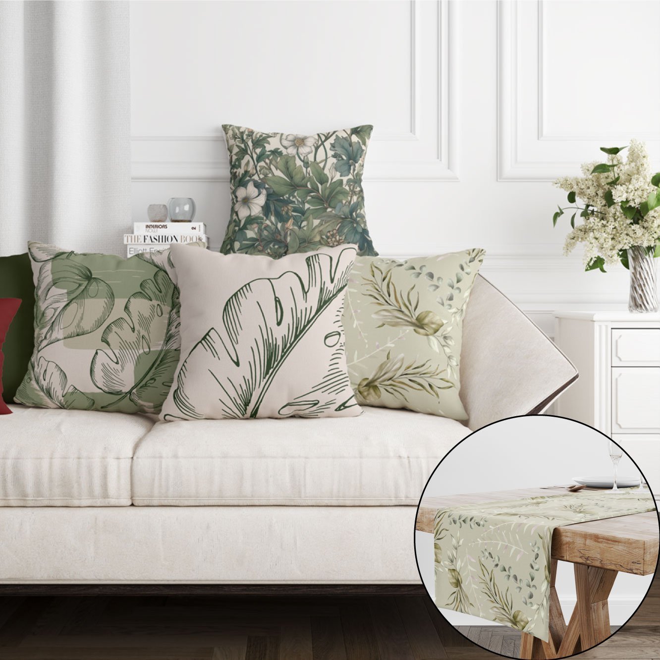 EveryDay Set (4Cushions Cover + 1 Runner)