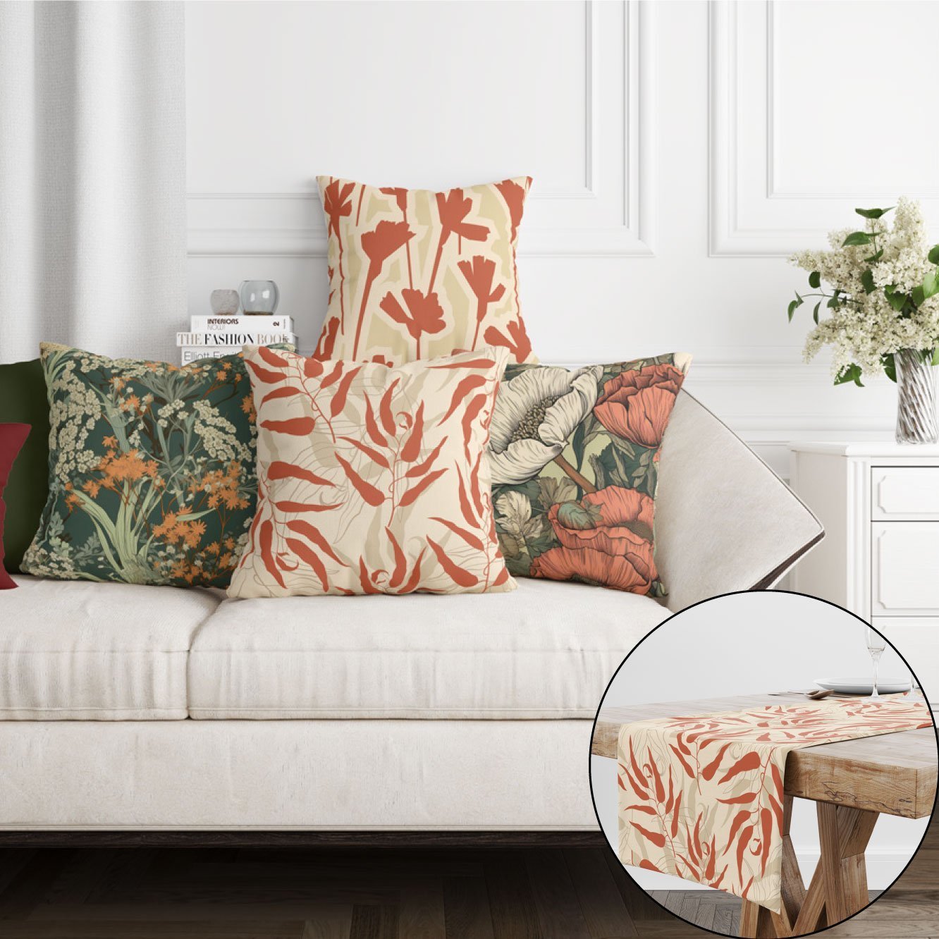 EveryDay Set (4Cushions Cover + 1 Runner)