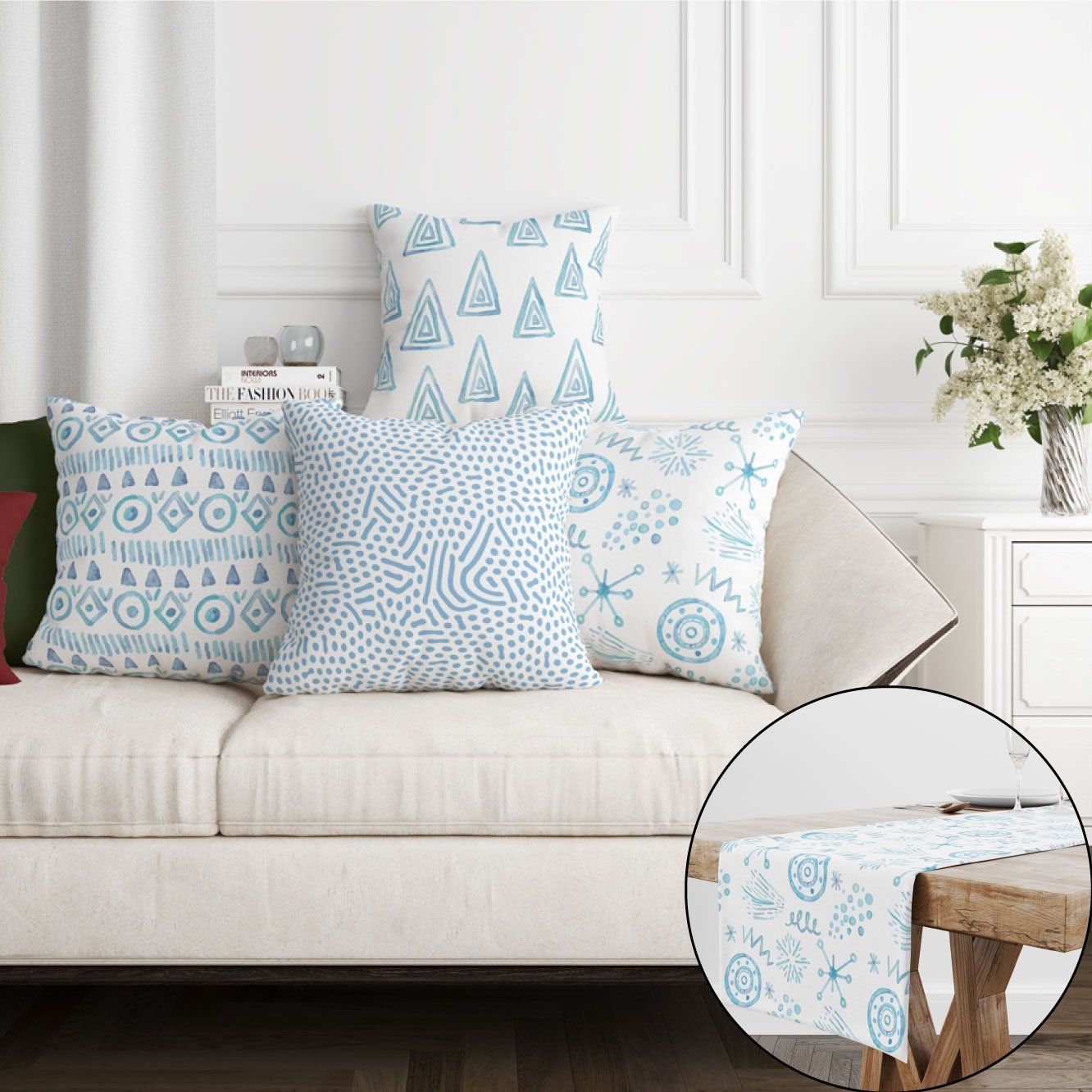 EveryDay Set (4Cushions Cover + 1 Runner)