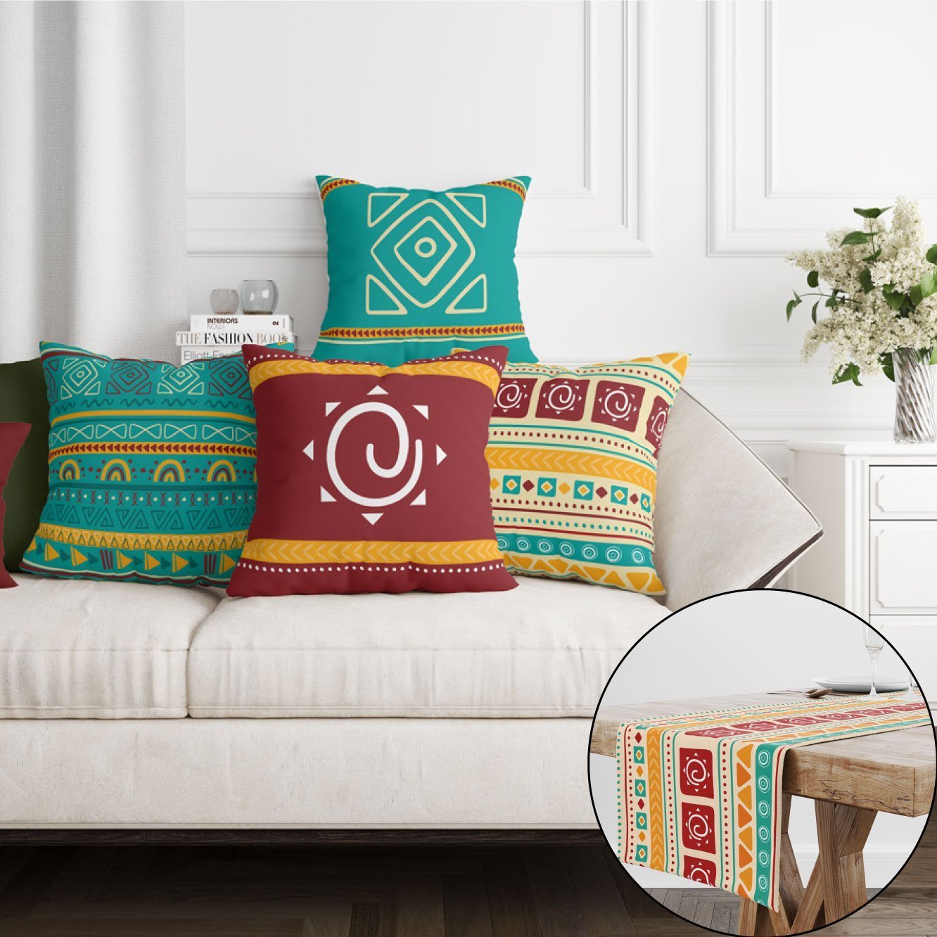 EveryDay Set (4Cushions Cover + 1 Runner)