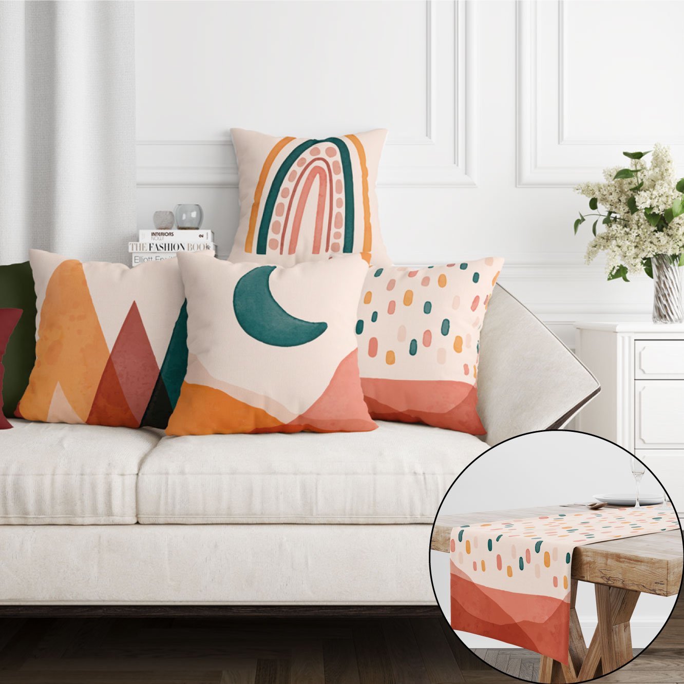 EveryDay Set (4Cushions Cover + 1 Runner)
