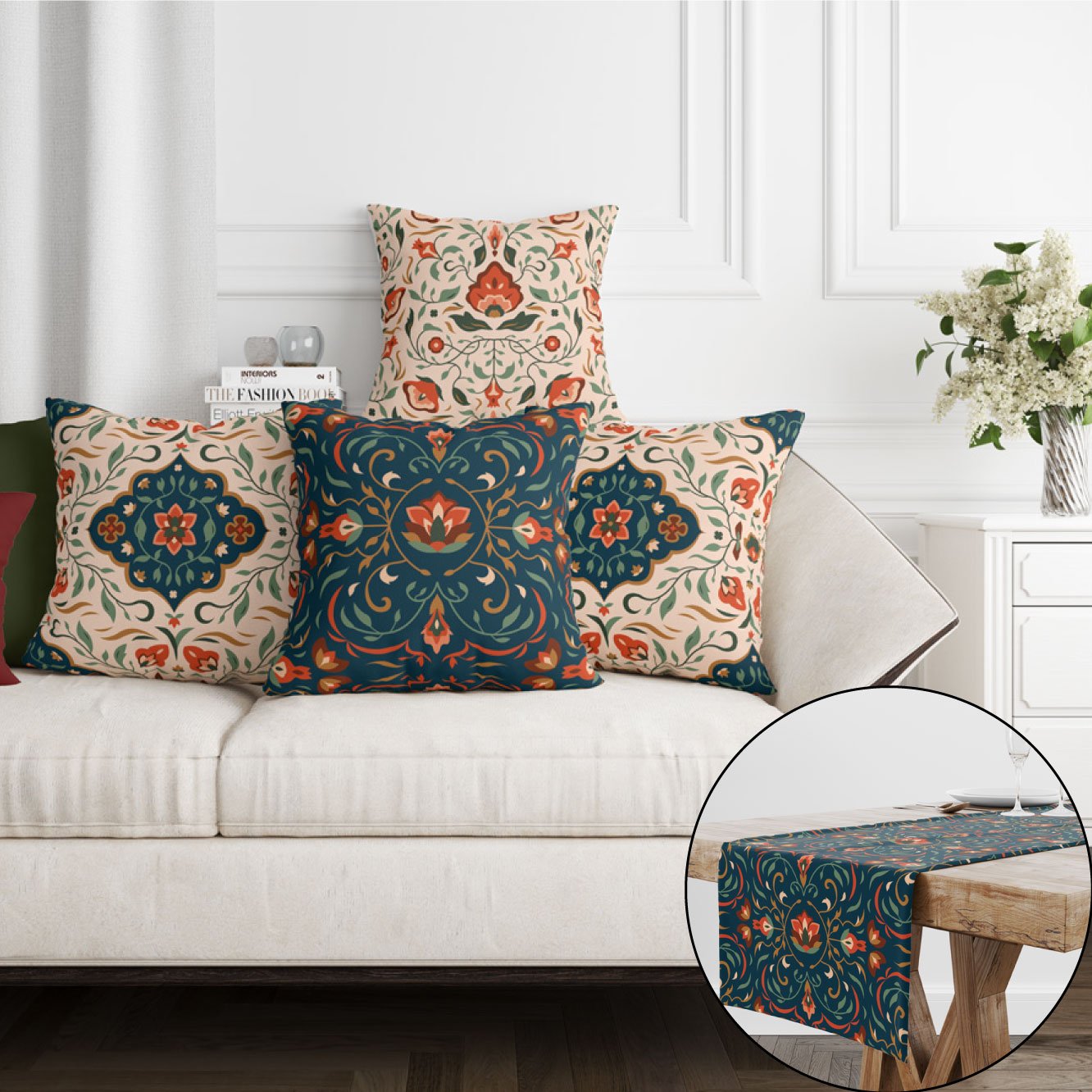 EveryDay Set (4Cushions Cover + 1 Runner)