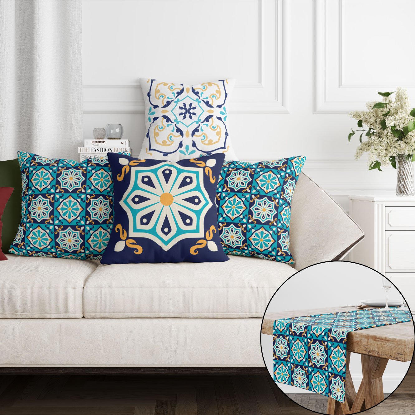 EveryDay Set (4Cushions Cover + 1 Runner)