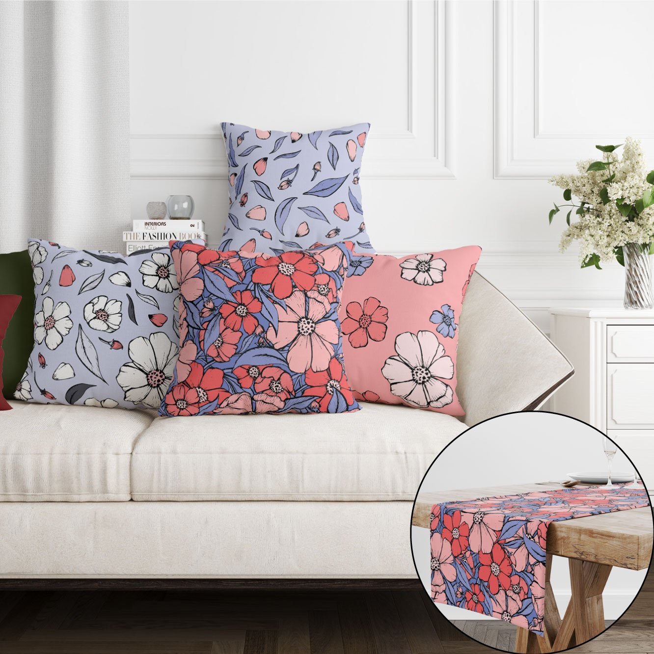 EveryDay Set (4Cushions Cover + 1 Runner)