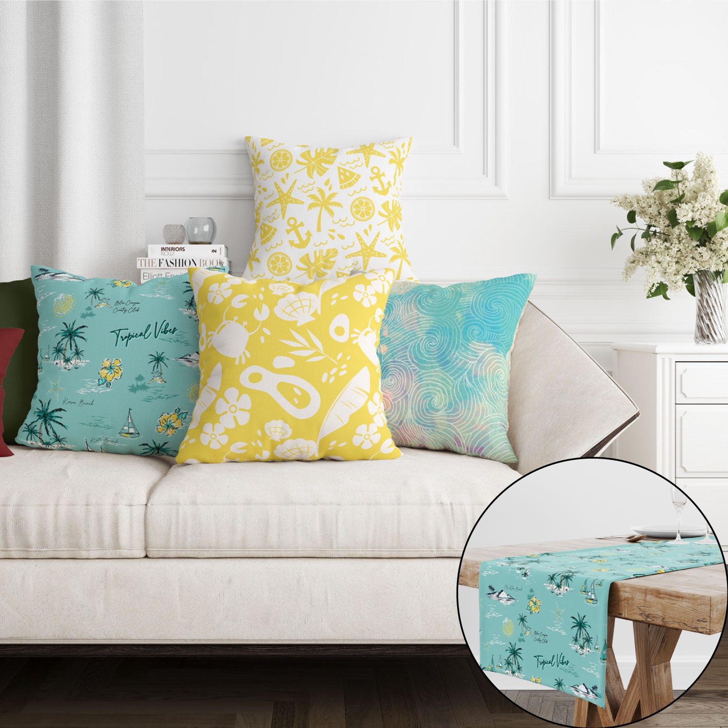 EveryDay Set (4Cushions Cover + 1 Runner)