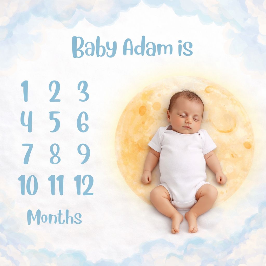 Personalized Over the Moon Baby Birth mat