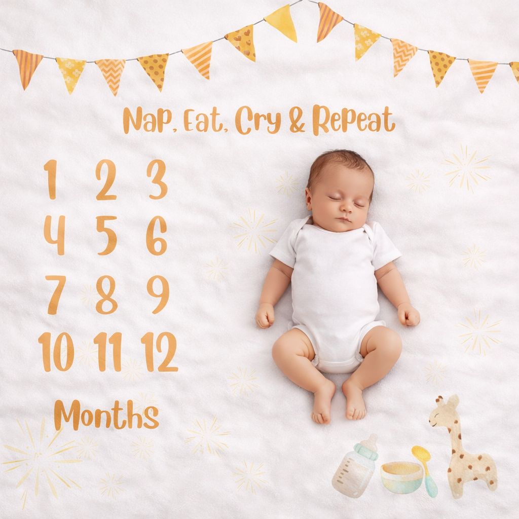 "Nap, Eat, Cry & Repeat" Baby Birth mat