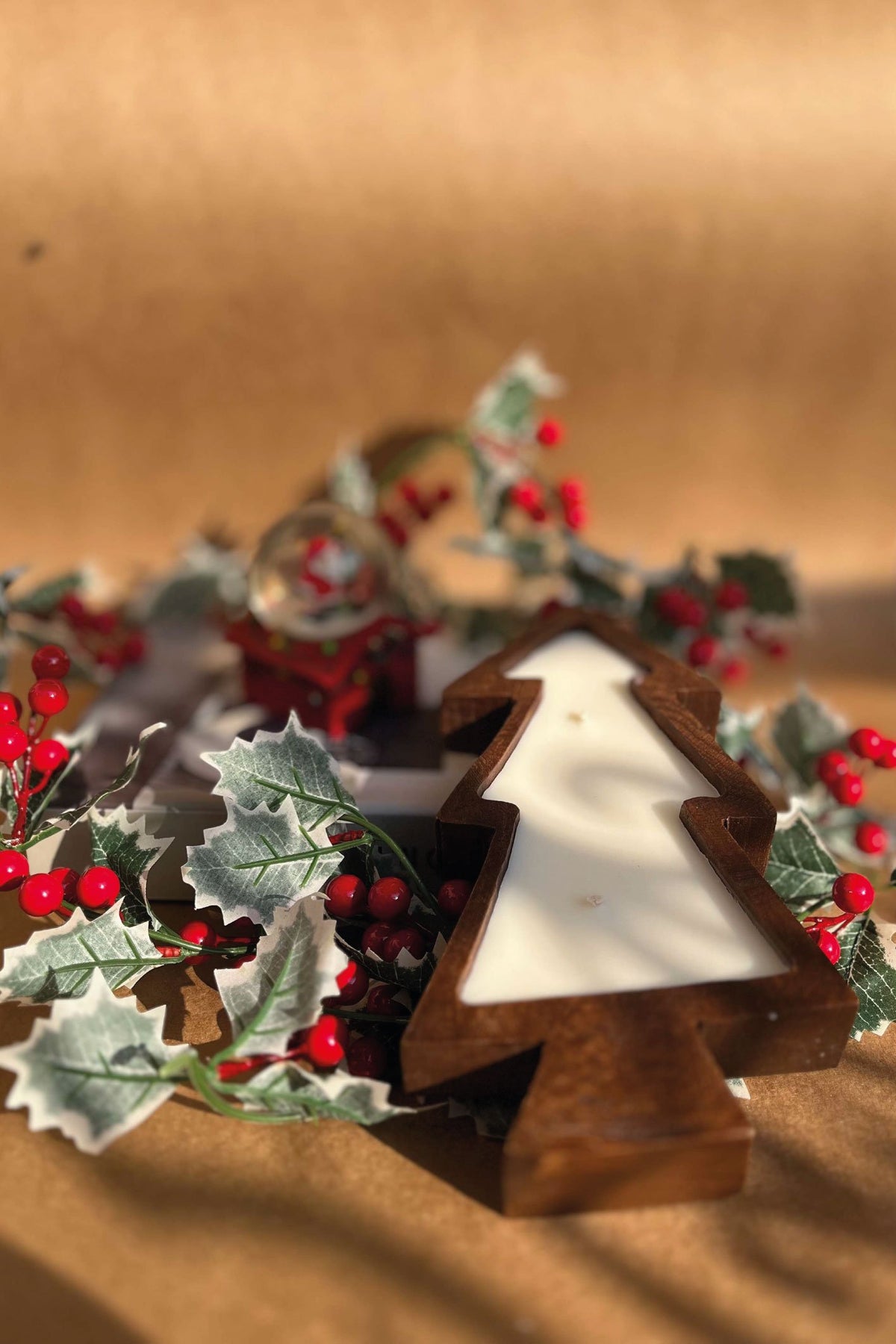 Wooden Christmas Tree Candle
