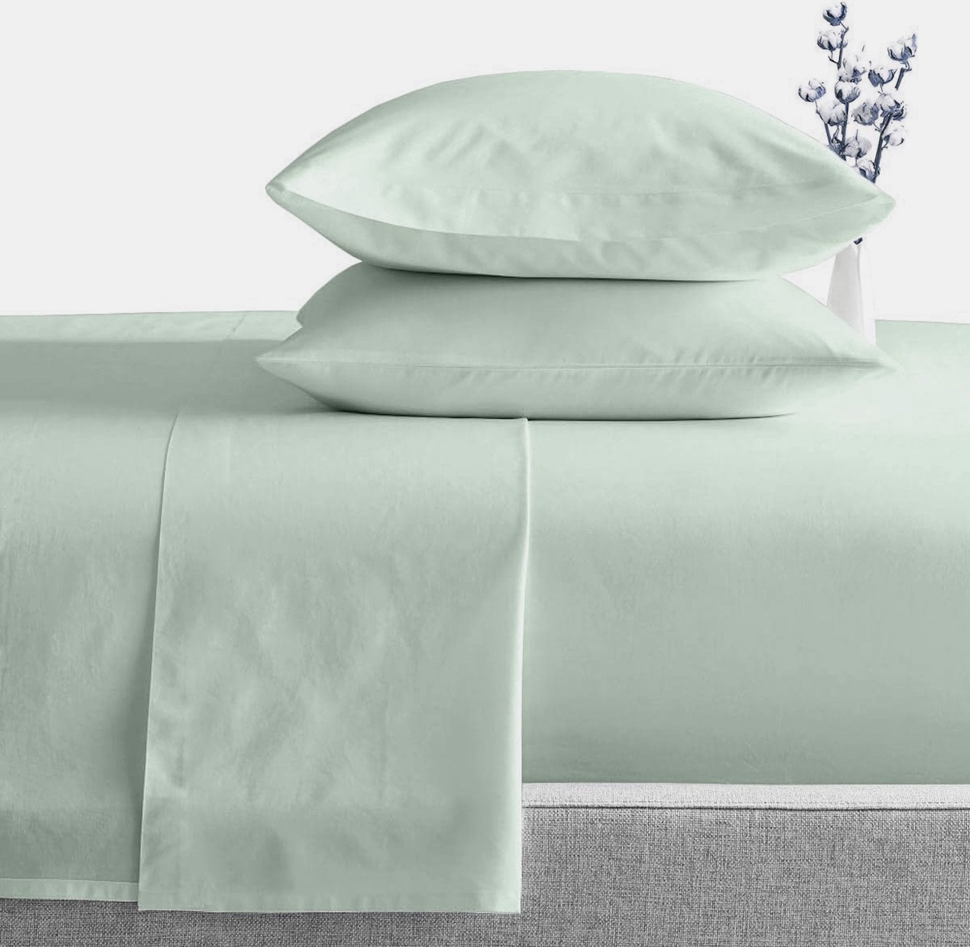 Plain Bed Sheet Set - 3 Pieces - Light Mint
