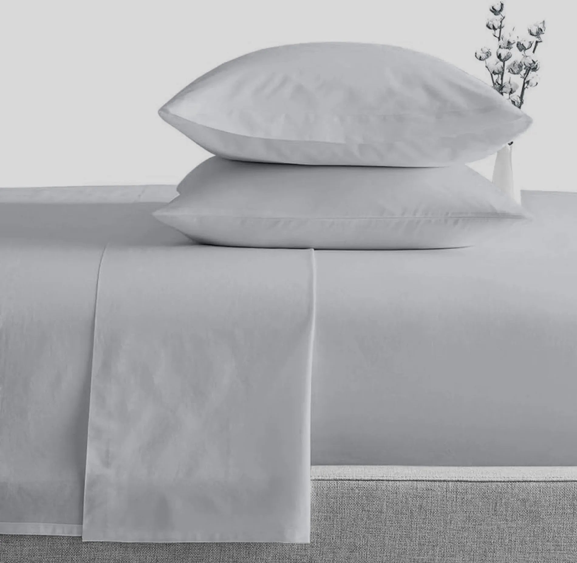 Plain Bed Sheet Set - 3 Pieces - Light Grey