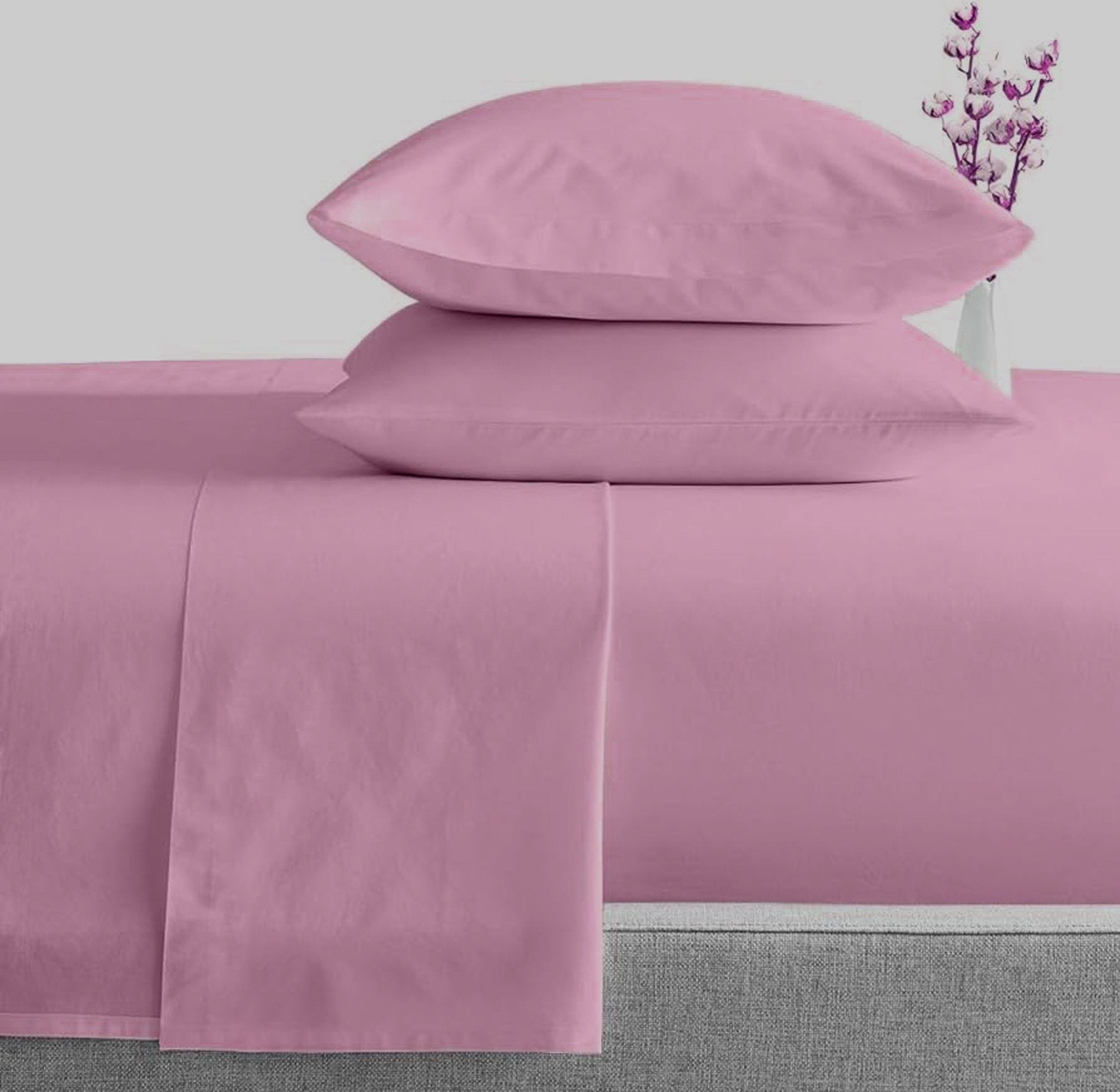 Plain Bed Sheet Set - 3 Pieces - Light mauve