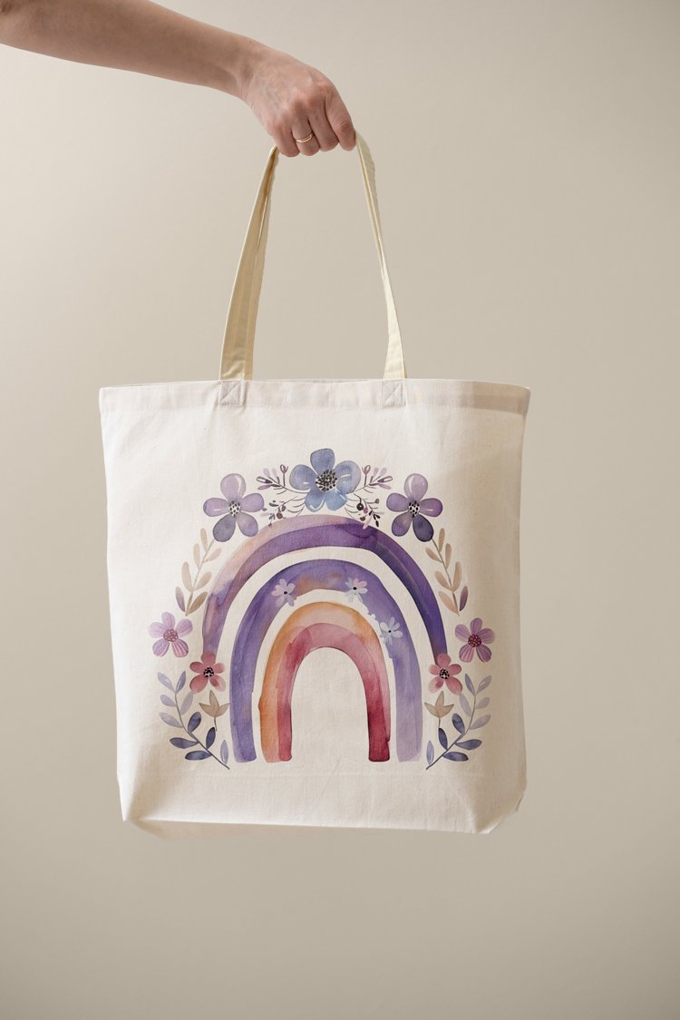 Tote Bag (Flowery Rainbow)