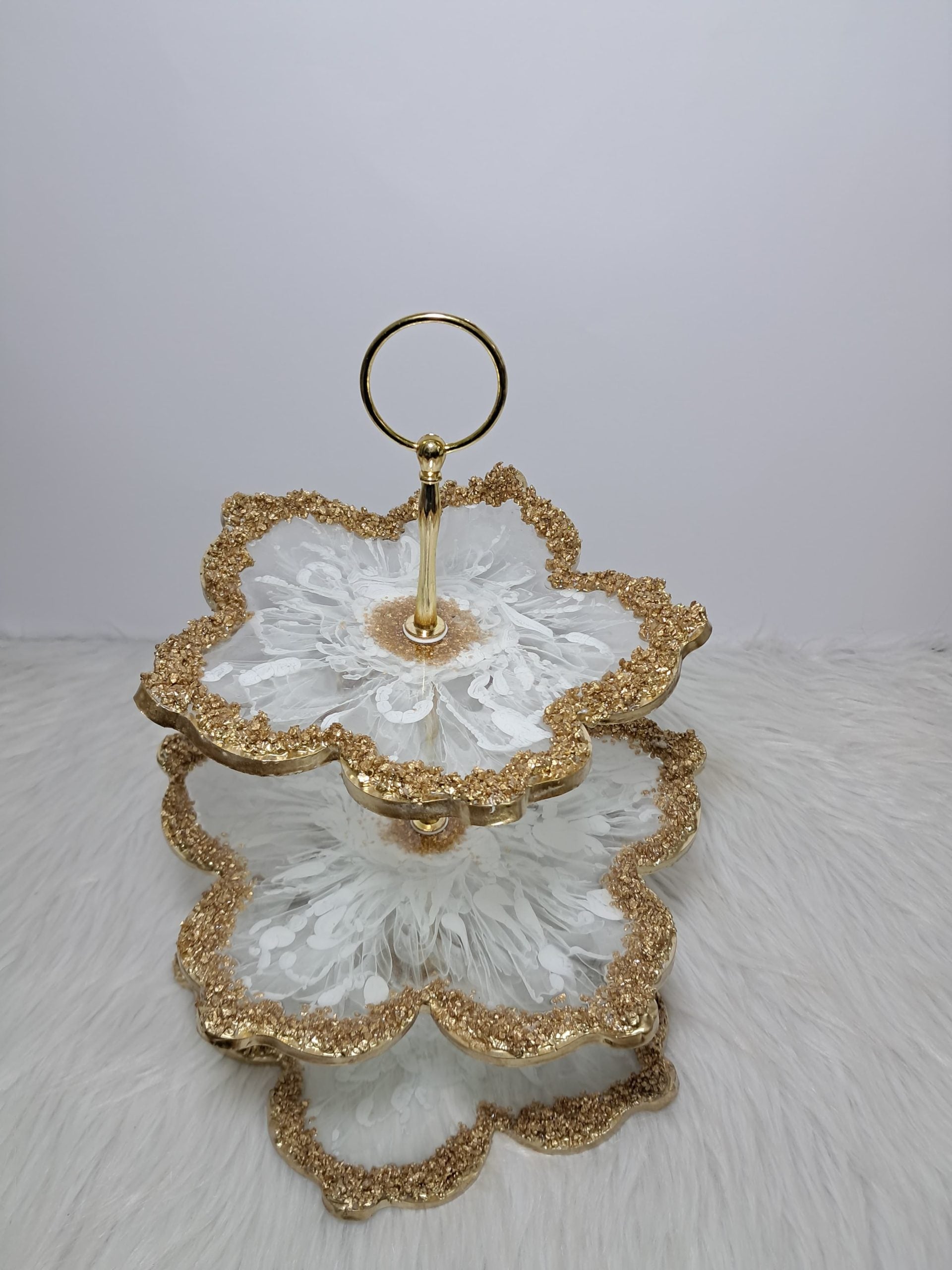 Floral Gold Resin  Stand