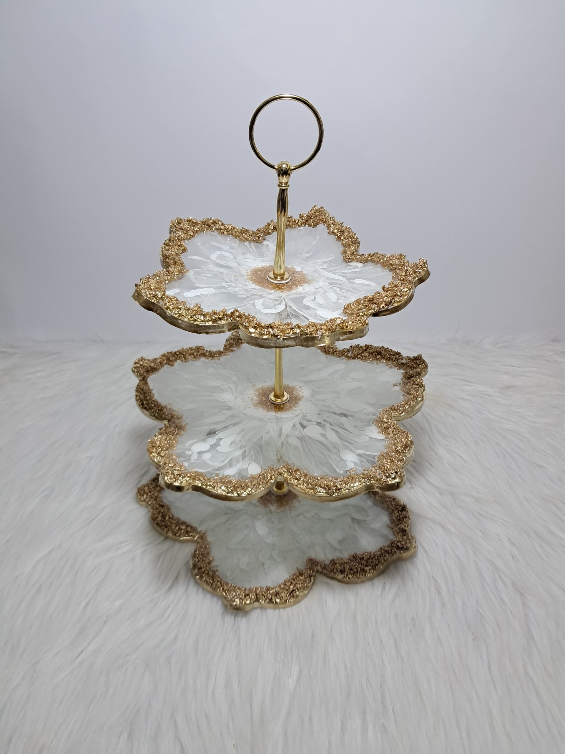 Floral Gold Resin  Stand