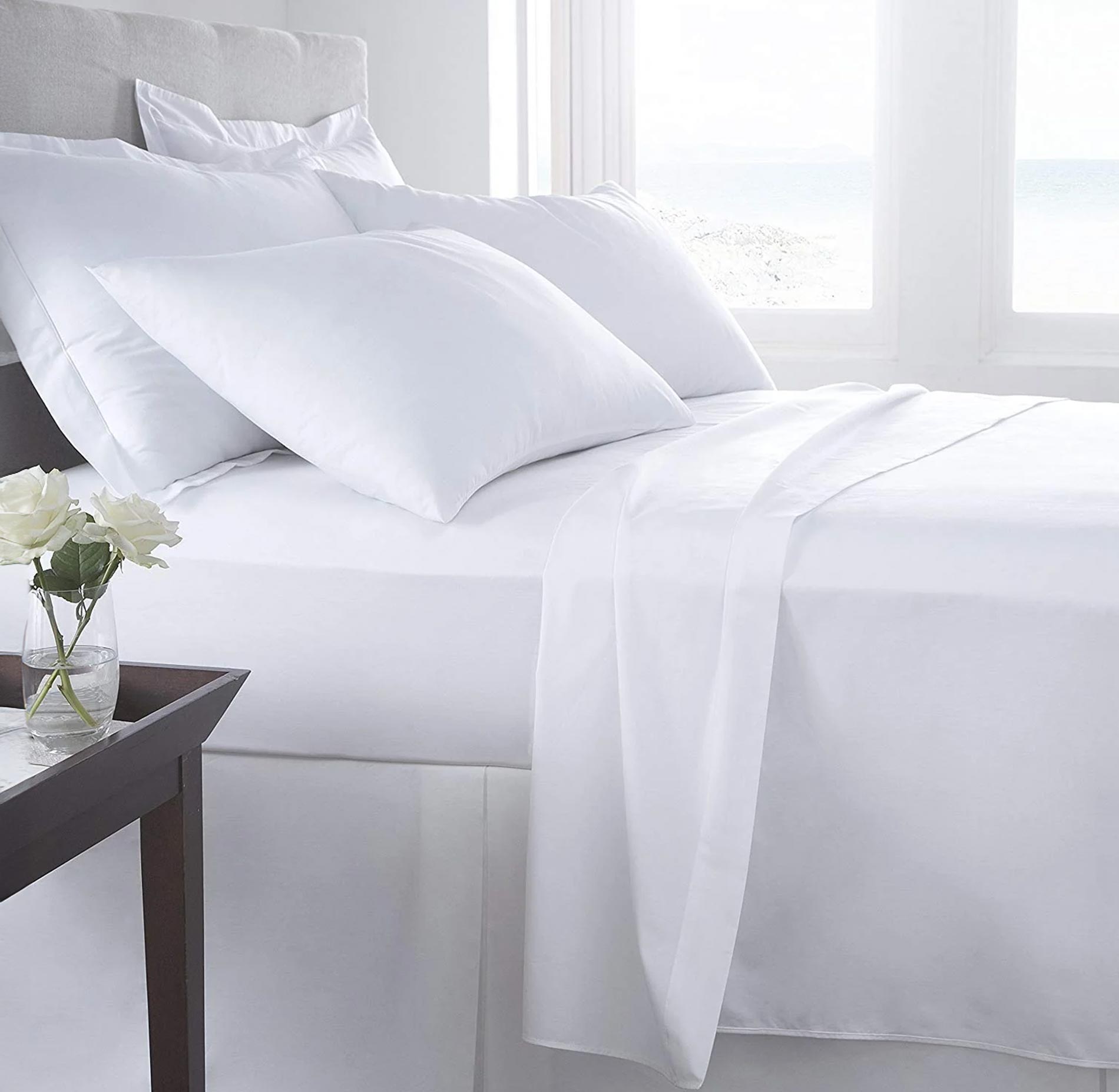 Plain Bed Sheet Set - 3 Pieces - White