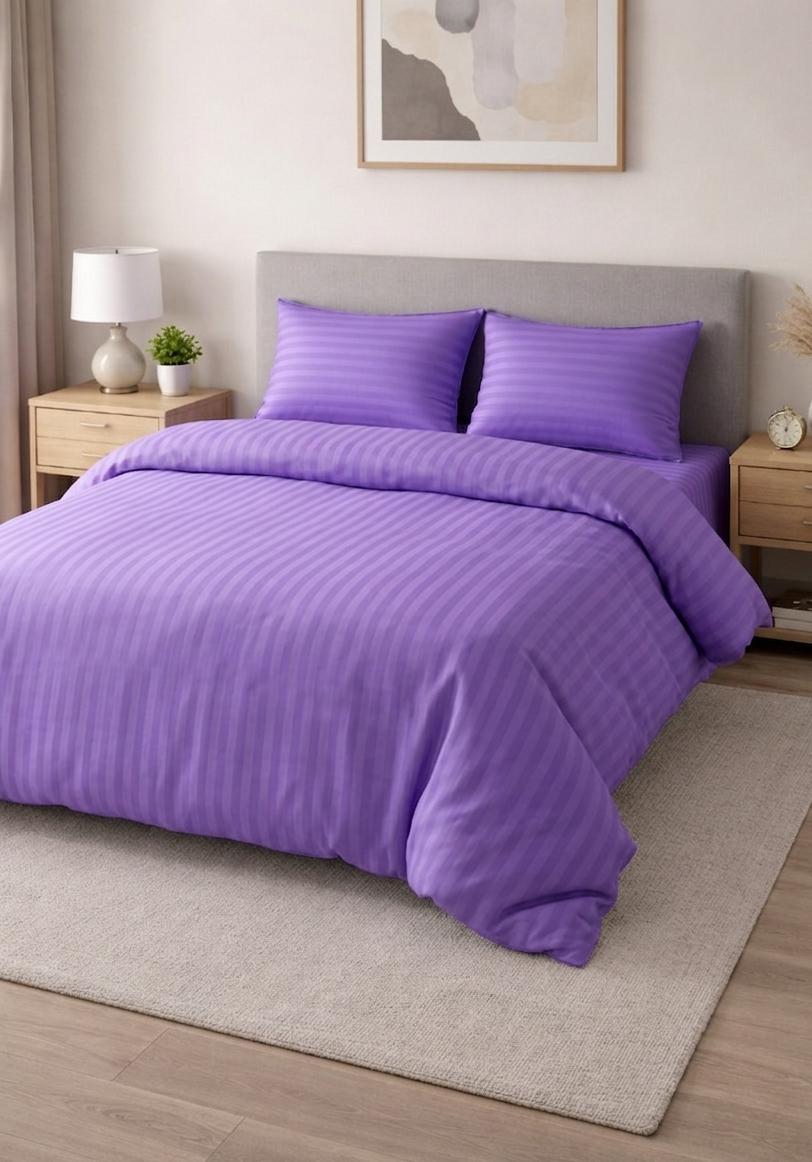Stripe Duvet Cover -250cm * 260cm - 3 Pieces – mauve