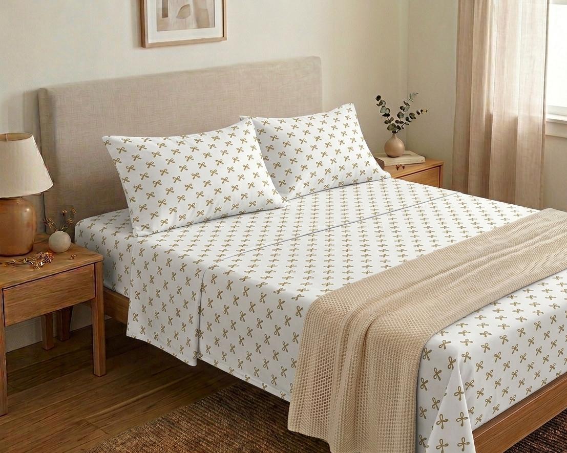 Minimalist Cafe Bow Print Bedding Set