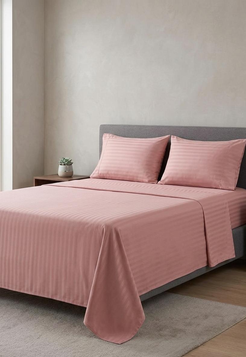 Stripe Bed Sheet Set - 3 Pieces - Cashmere