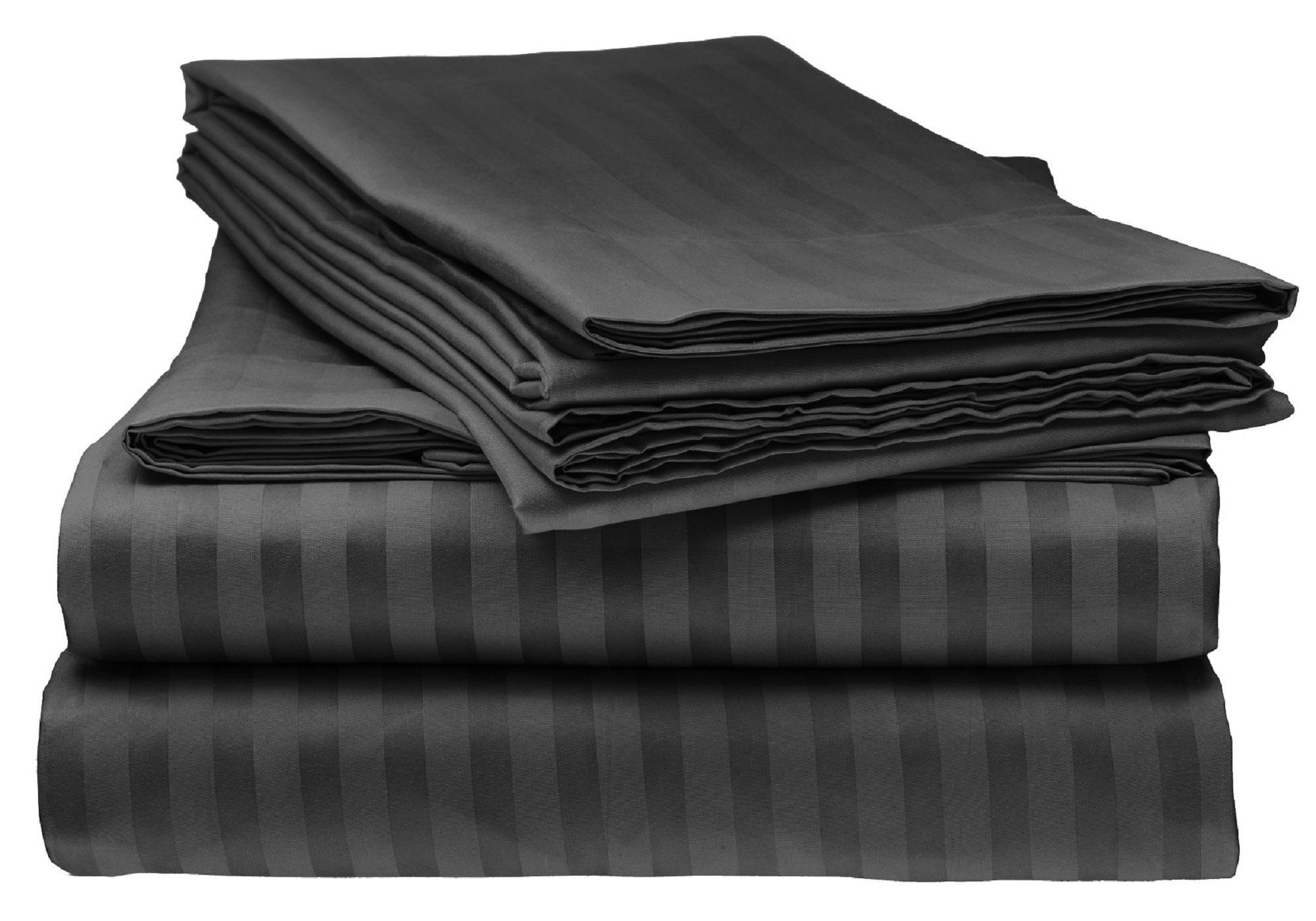 Stripe Bed Sheet Set - 3 Pieces - Black