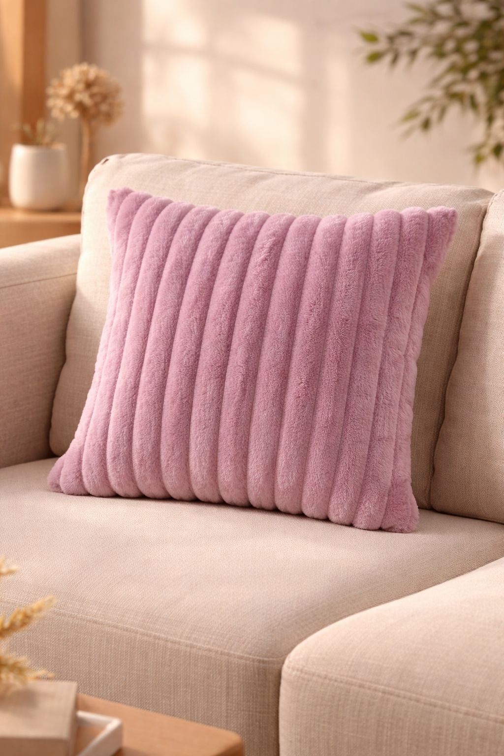 cashmere striped fur cover cushion 45*45cm