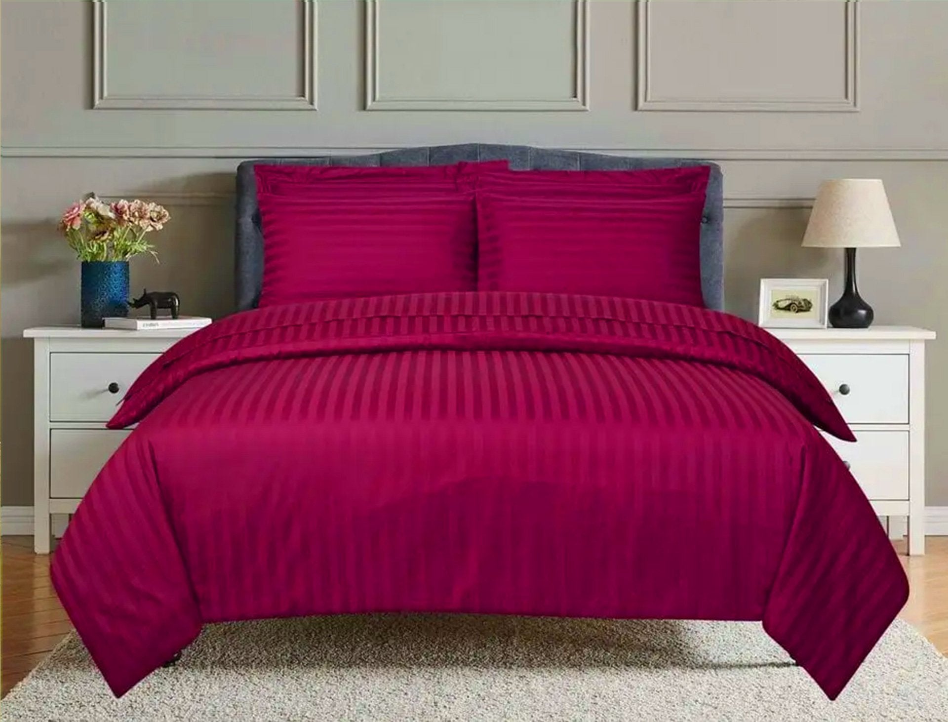 Stripe Duvet Cover -250cm * 260cm - 3 Pieces – Red