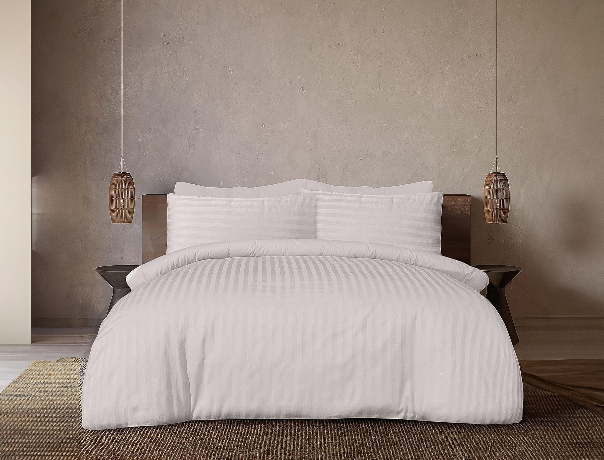 Stripe Duvet Cover -250cm * 260cm - 3 Pieces – OffWhite