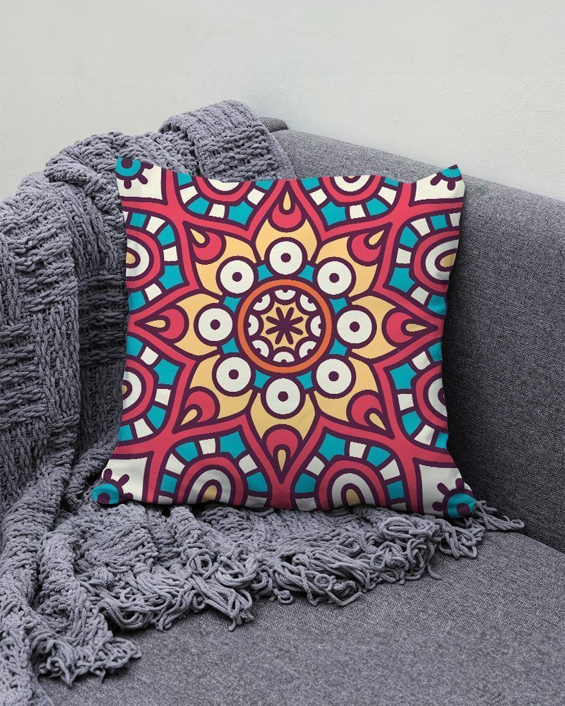 غطاء وسادة مزخرف بنقشة ماندالا، 45 × 45 سم