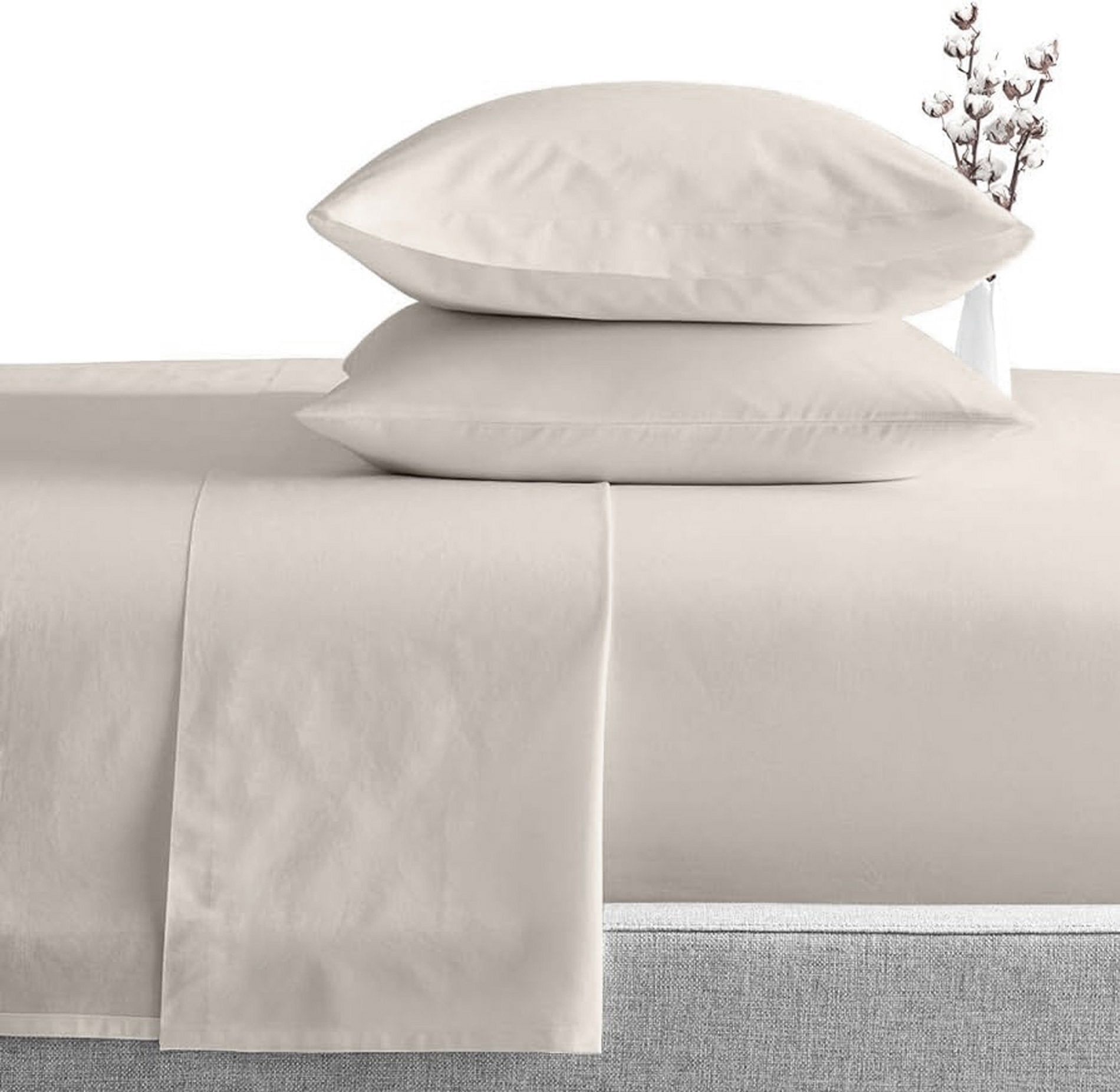 Plain Bed Sheet Set - 3 Pieces - Light Cafe