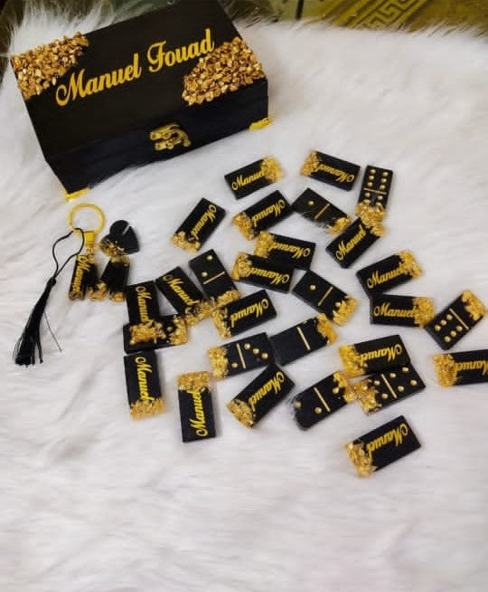 customizable black and gold domino