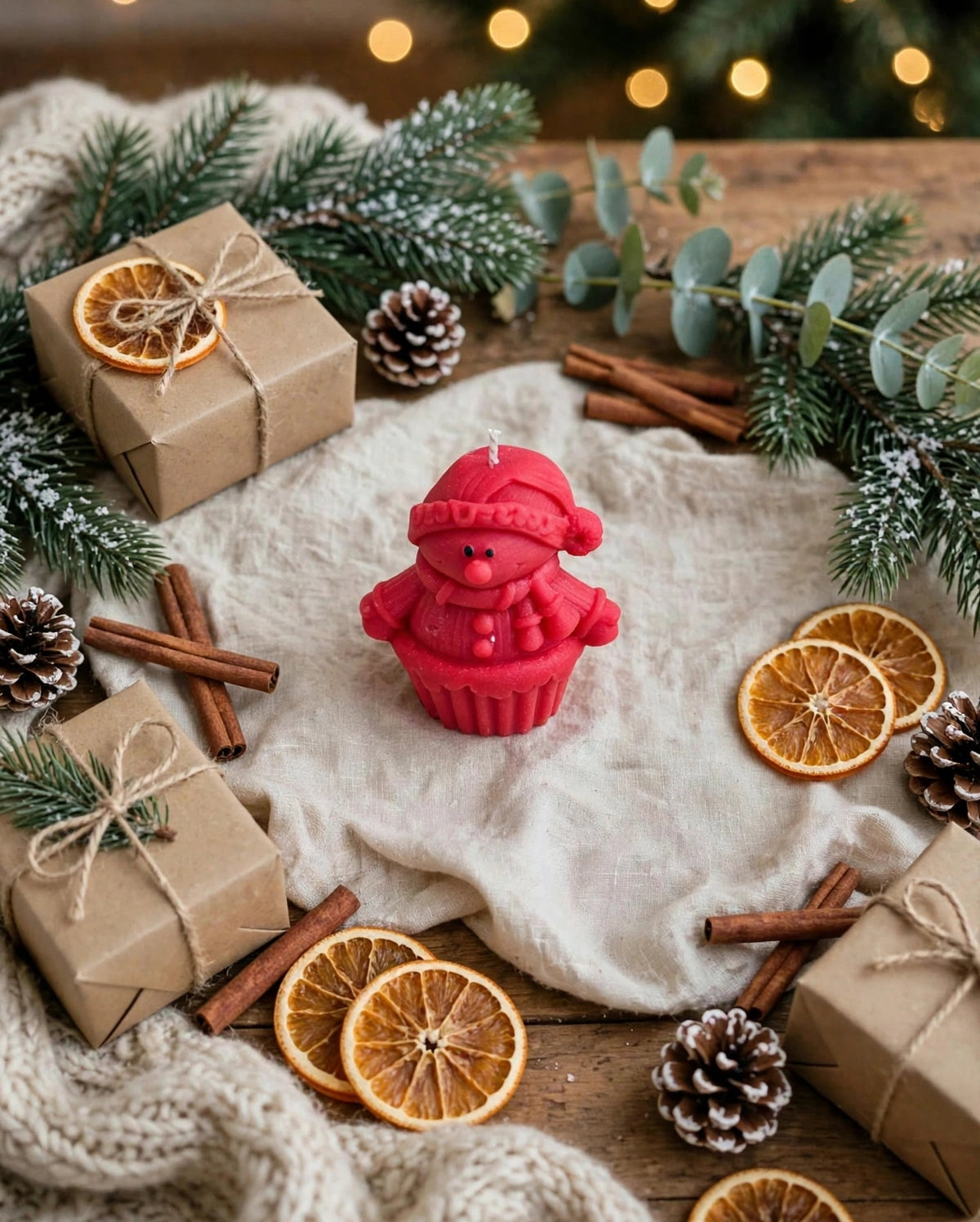 Red Snow man cupcake